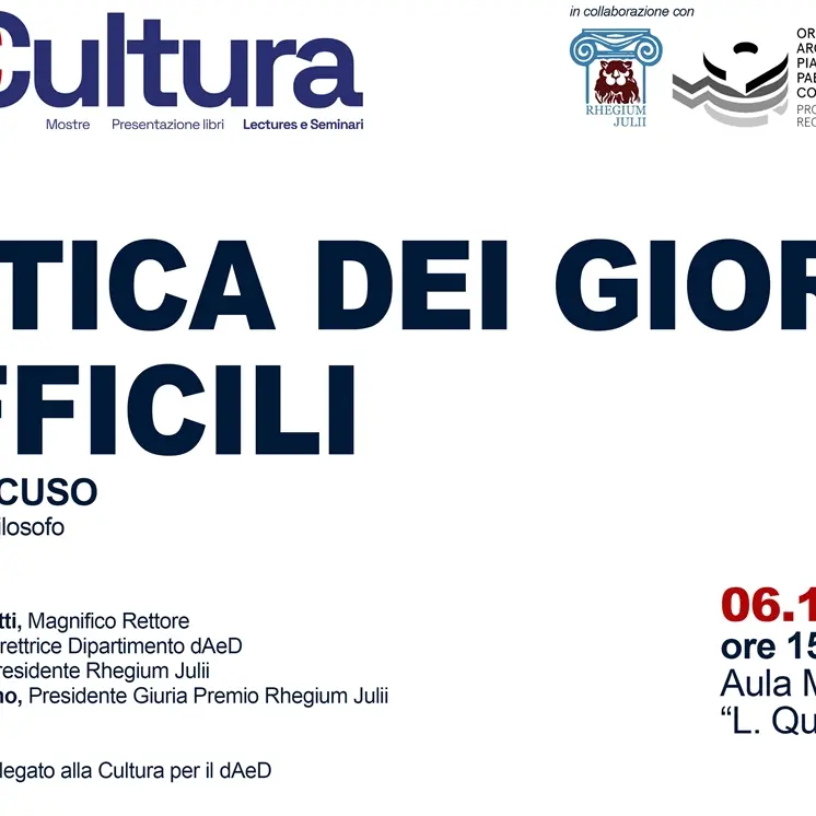 Alla Mediterranea di Reggio\u00A0la lectio magistralis di Vito Mancuso su\u00A0\"Etica per giorni difficili\"\n\n\n