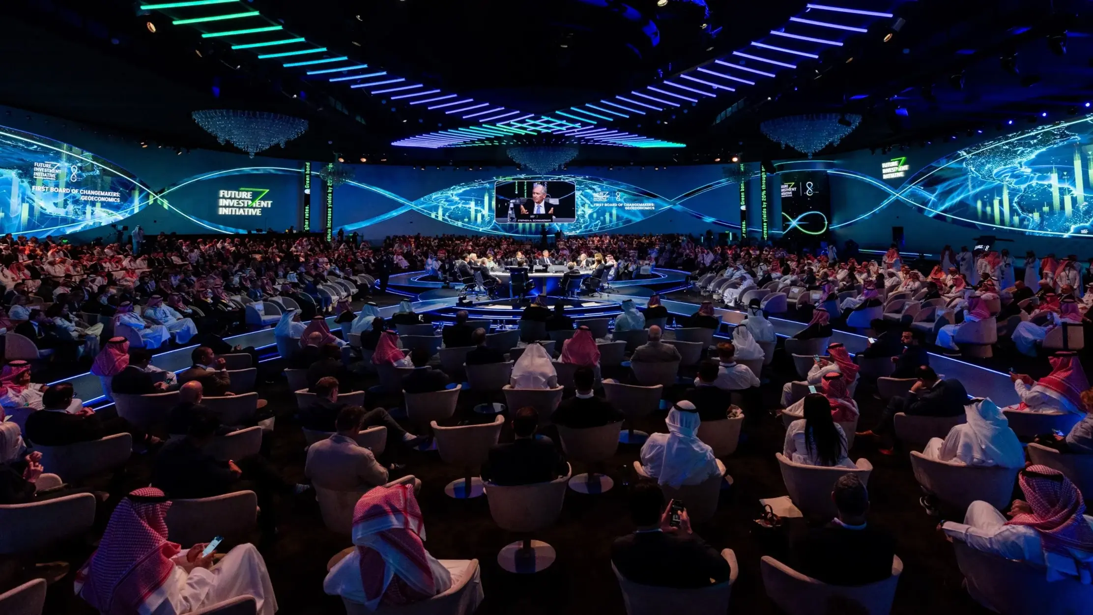 <p>Riad, 29 ottobre 2025. Alla conferenza partecipano venti capi di Stato e le delegazioni di 92 Paesi (foto: media kit FII9)</p>\\n