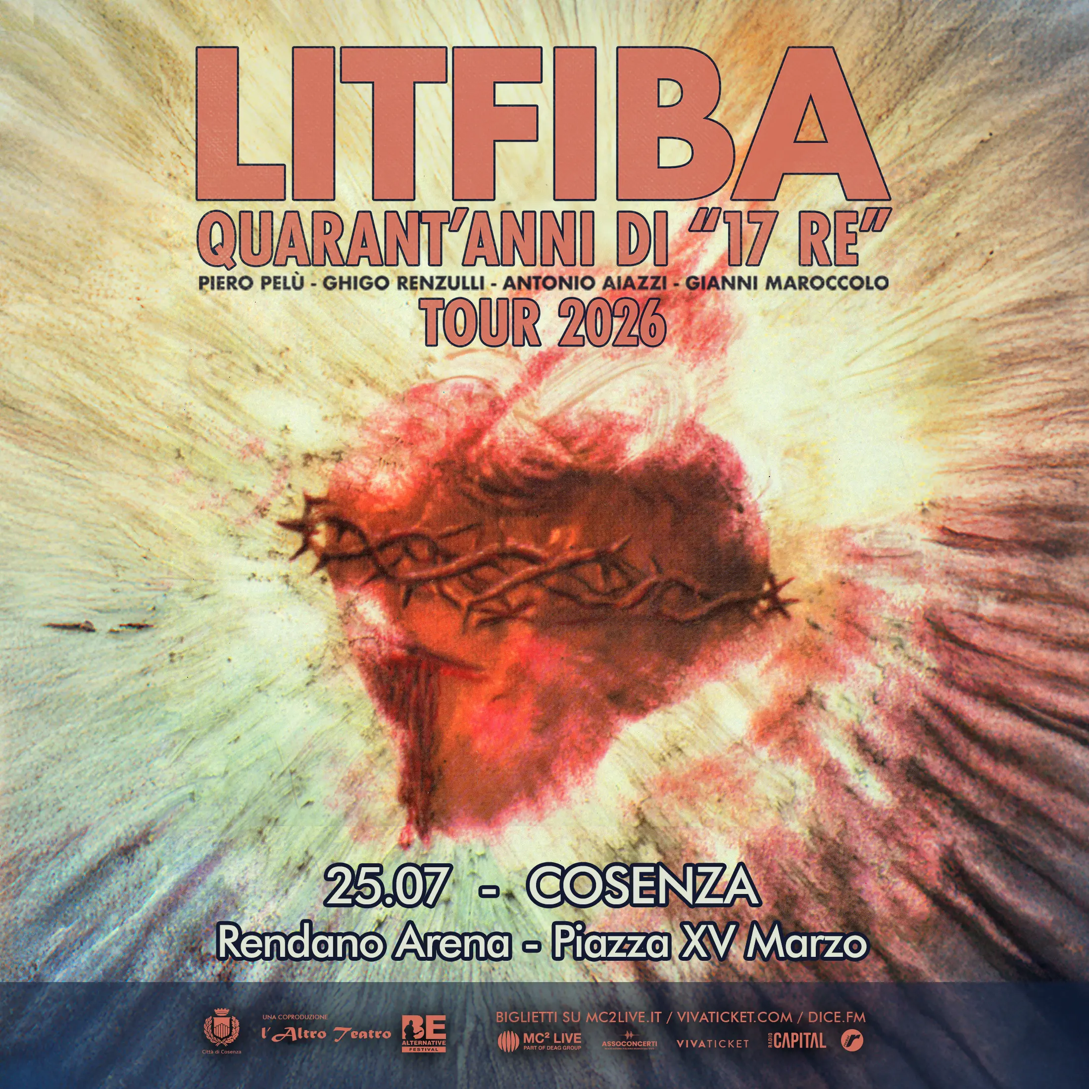 Cosenza, storica reunion dei Litfiba alla Rendano Arena per i quarant’anni di “17 Re”\n