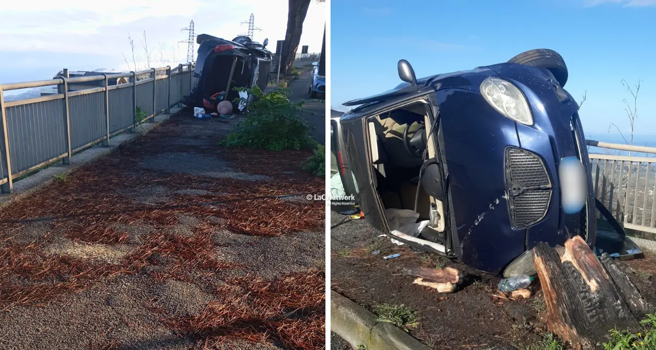 Incidente a Vibo, auto si ribalta all’alba su Viale della Pace: quattro giovani feriti, poteva finire in tragedia\n