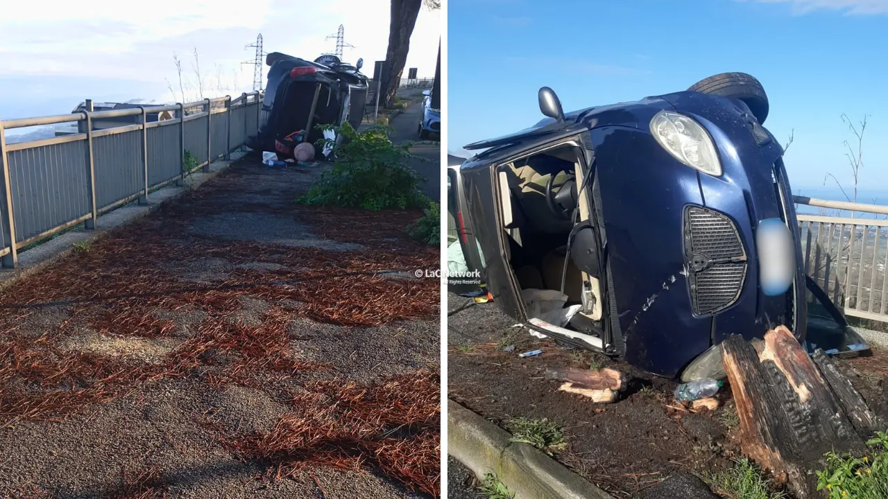 Vibo, spaventoso incidente all'alba: auto si ribalta, feriti quattro giovani