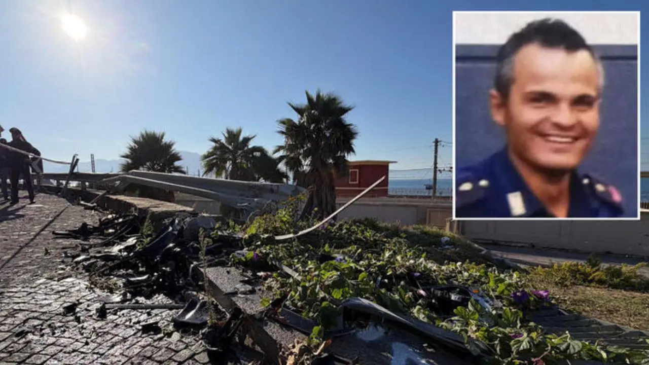 Il luogo dell\\'incidente, nel riquadro l\\'agente Aniello Scarpati