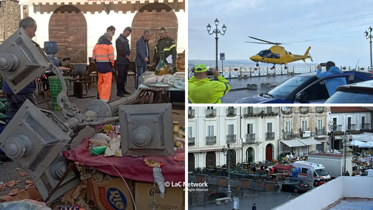 Tragedia sfiorata a Pizzo, lampione cade e ferisce giovane alla testa: trasferito d’urgenza in elisoccorso in ospedale\n