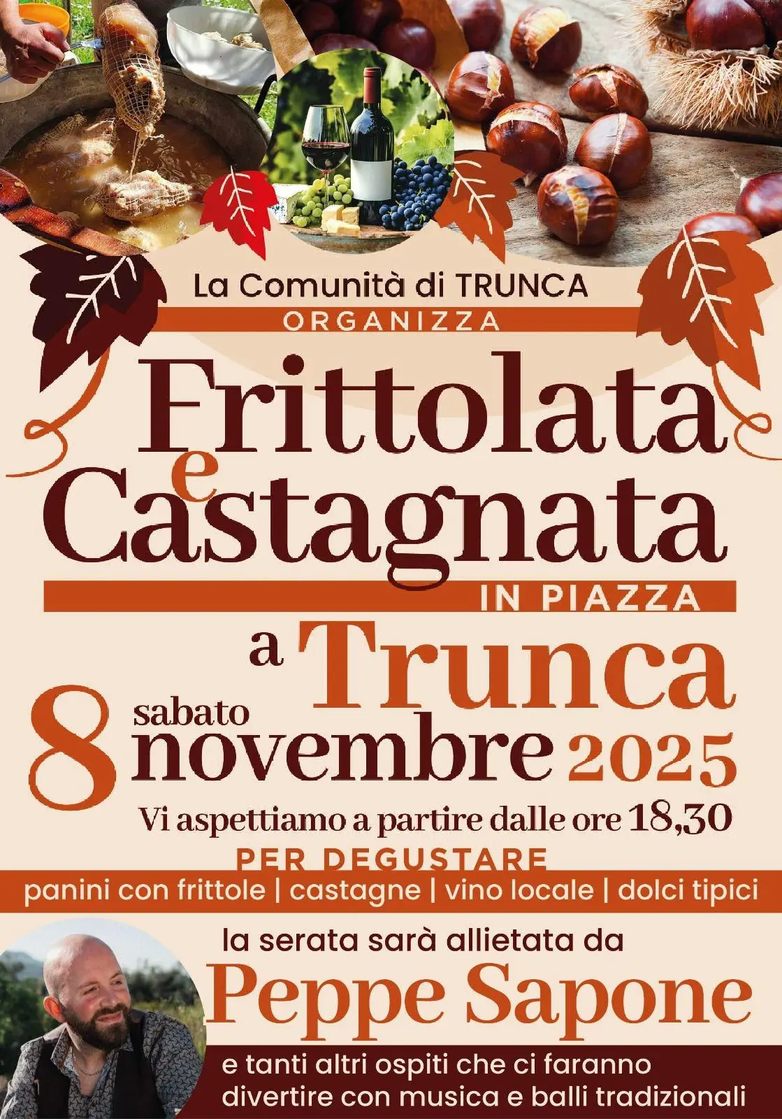 Trunca, l’8 novembre la prima edizione della “Frittolata e Castagnata in piazza”\n