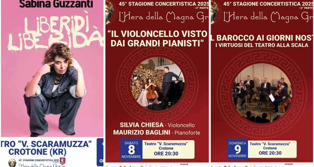 Una settimana tra comicità e grande musica: tre eventi al Teatro Scaramuzza per “L’Hera della Magna Grecia”\n