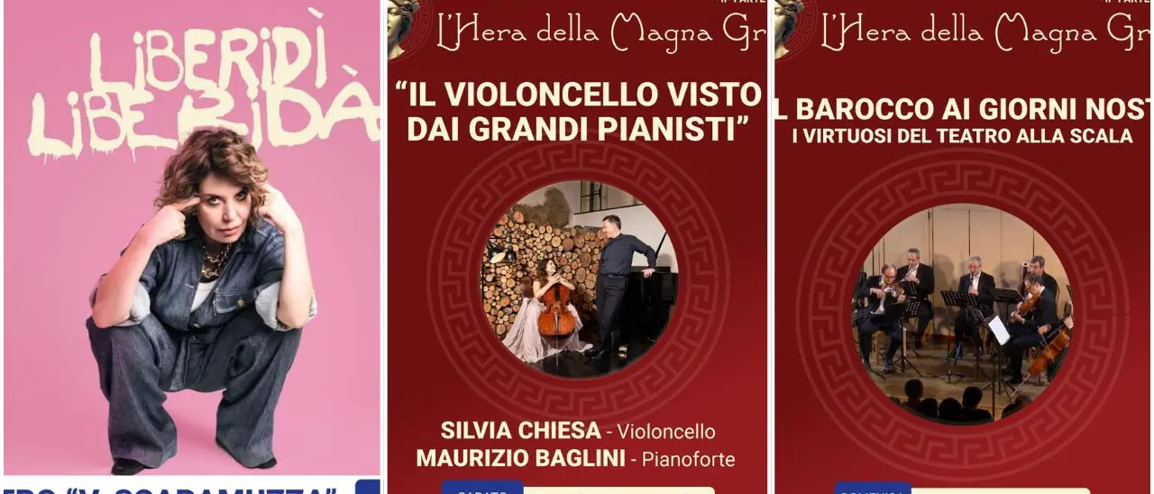 Una settimana tra comicità e grande musica: tre eventi al Teatro Scaramuzza per “L’Hera della Magna Grecia”\n