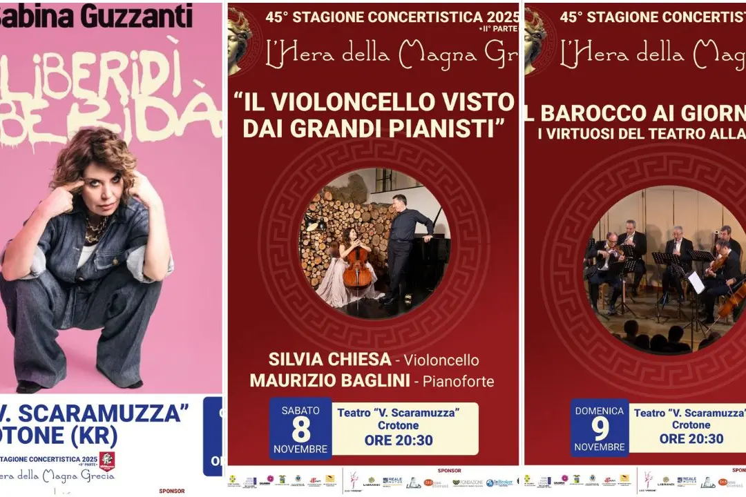 Una settimana tra comicità e grande musica: tre eventi al Teatro Scaramuzza per “L’Hera della Magna Grecia”\n