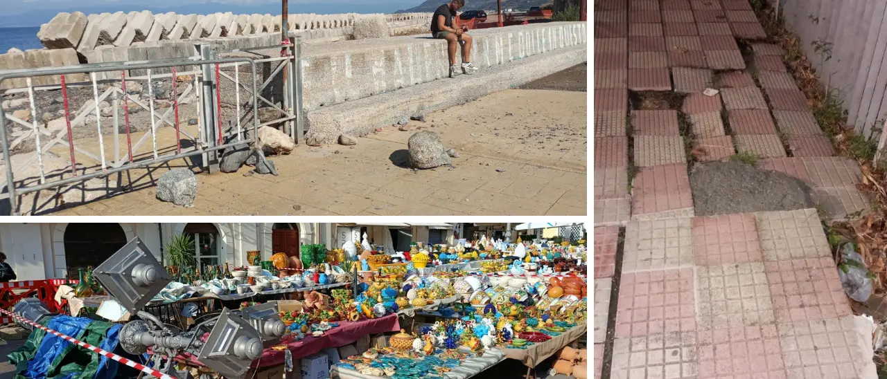 Quel lampione caduto dove due giorni prima c’erano centinaia di persone: a Pizzo altri pericoli sono in agguato