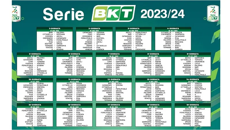 Catanzaro, ecco il tuo cammino di B - CALENDARIO