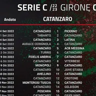Calcio: ecco il calendario dell'Us Catanzaro 2022-23