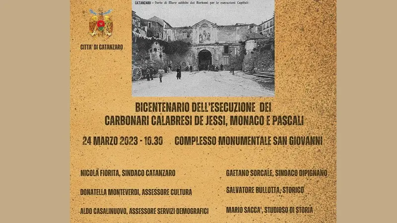 Palina-ricordo per bicentenario condanna a morte carbonari catanzaresi