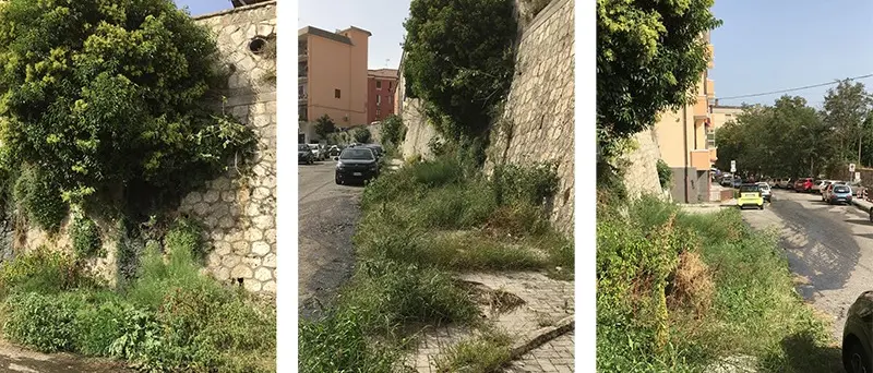 Perdite d'acqua e vegetazione incolta: vergogna in via Stretto Cappuccini