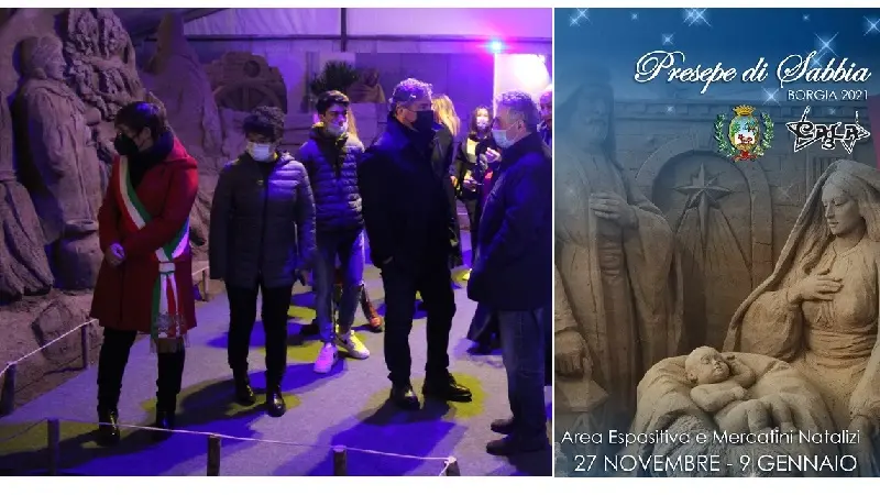 Presepe di sabbia, inaugurato a Borgia il più grande del sud Italia