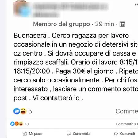 \"Offresi lavoro in Centro: ma è sfruttamento vero e proprio\"