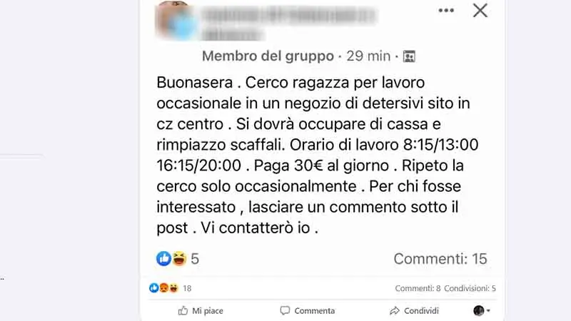 \"Offresi lavoro in Centro: ma è sfruttamento vero e proprio\"