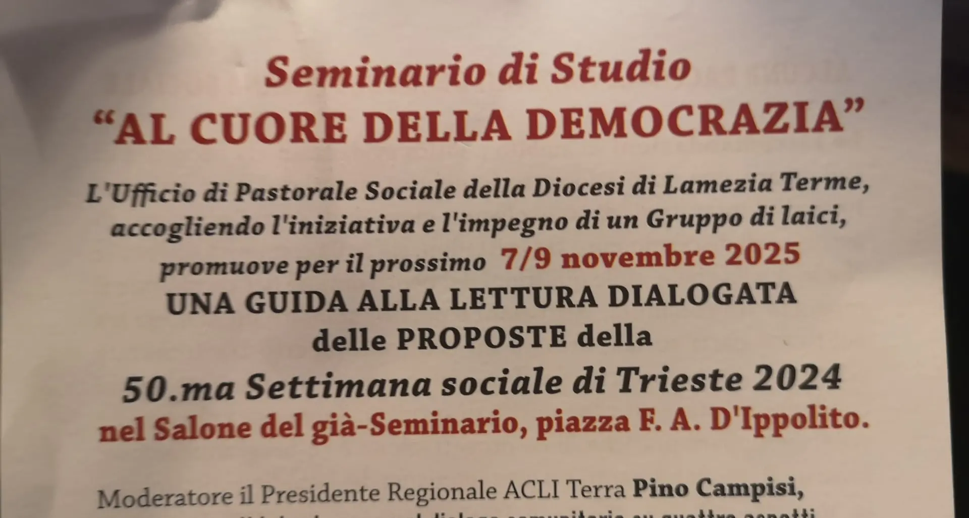 “Al cuore della democrazia”, a Lamezia una tre giorni di incontri alla ricerca di soluzioni per creare una società migliore