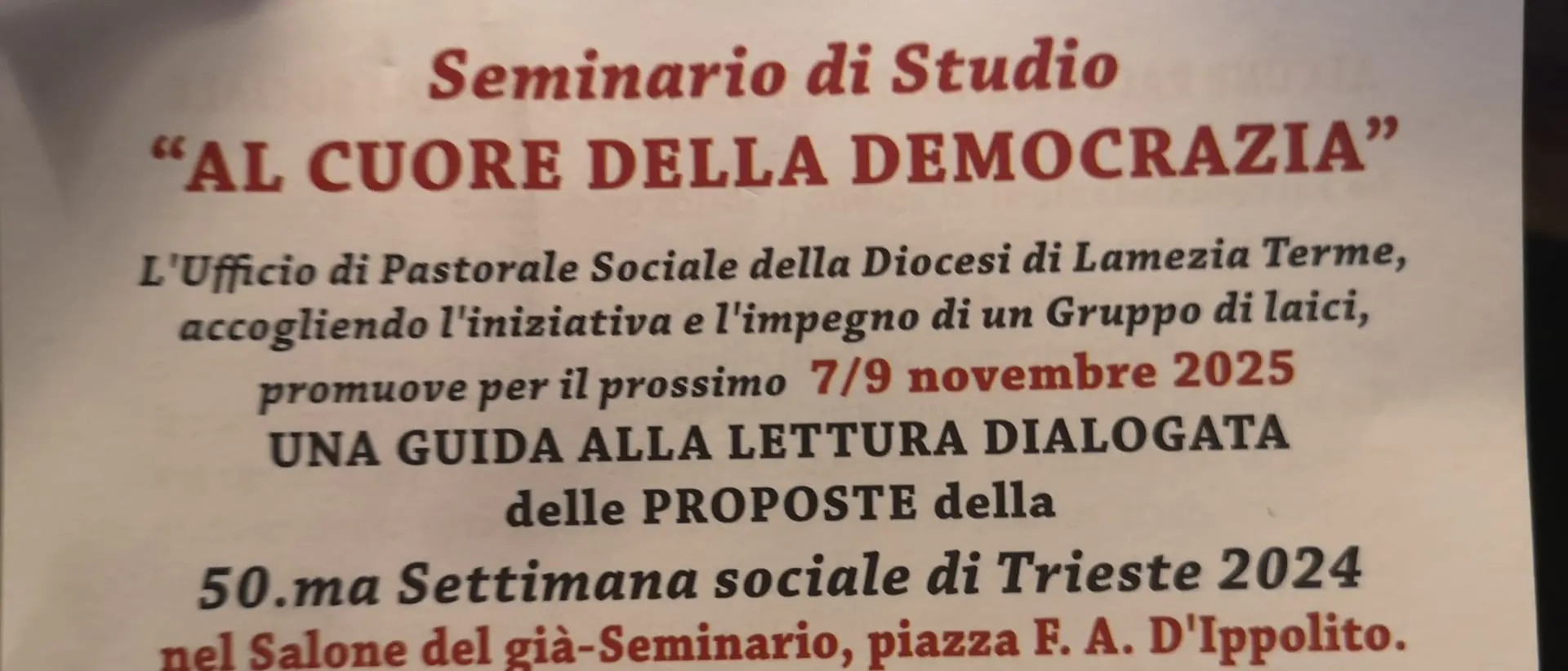 “Al cuore della democrazia”, a Lamezia una tre giorni di incontri alla ricerca di soluzioni per creare una società migliore