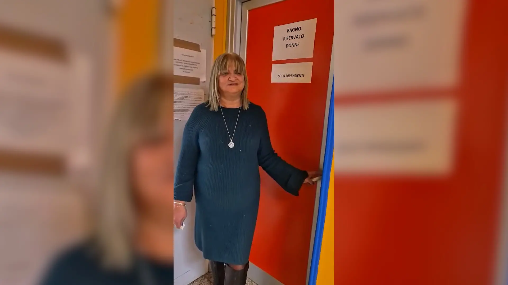 <p>Lucia Russo all'uscita dei bagni dell'ospedale di Paola</p>\\n