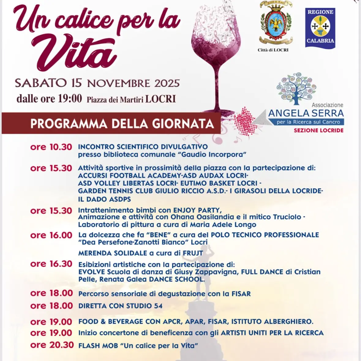 “Un Calice per la Vita” 2025: a Locri una giornata tra salute, gusto, sport e musica\n