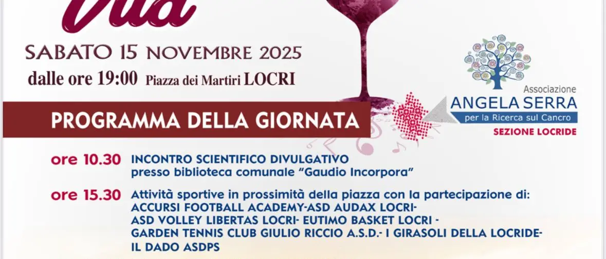 “Un Calice per la Vita” 2025: a Locri una giornata tra salute, gusto, sport e musica\n