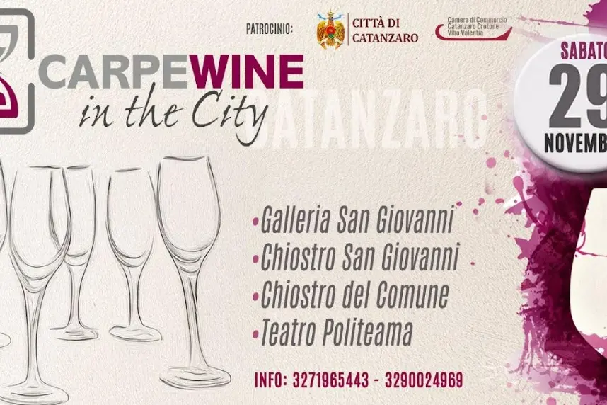 Vino, musica e degustazioni: a Catanzaro tutto pronto per CarpeWine in the city\n