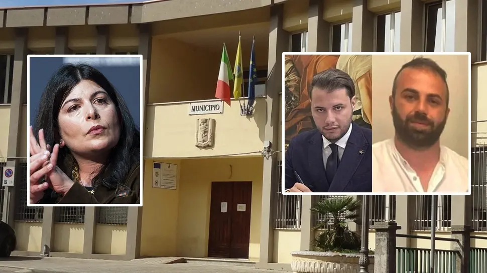 <p>Il Municipio di Capistrano e nei riquadri Chiara Colosimo, Marco Martino e Vito Pirruccio</p>\\n