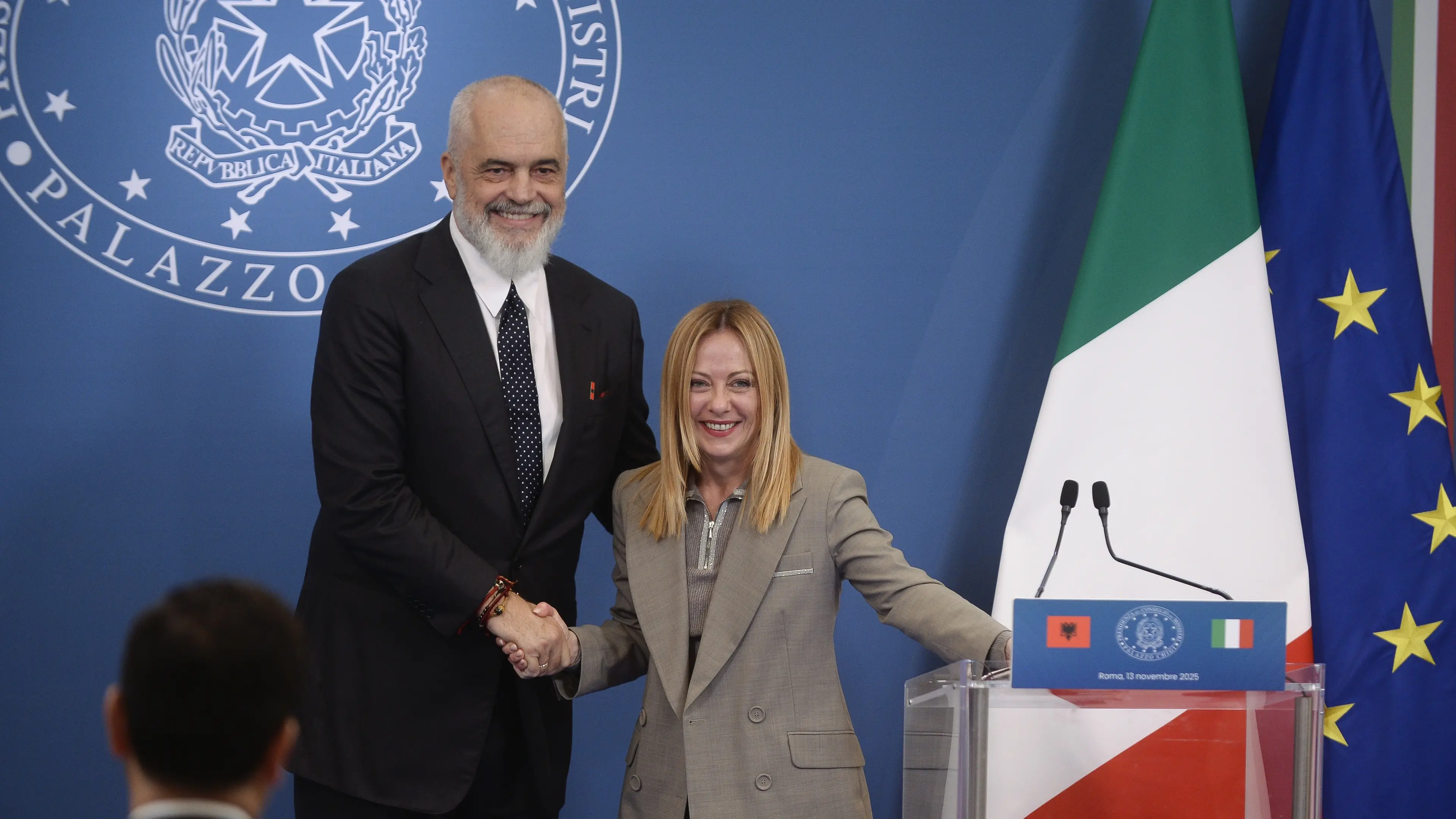 <p>Rama e Meloni, il vertice a Roma</p>\\n , Stefano Carofei