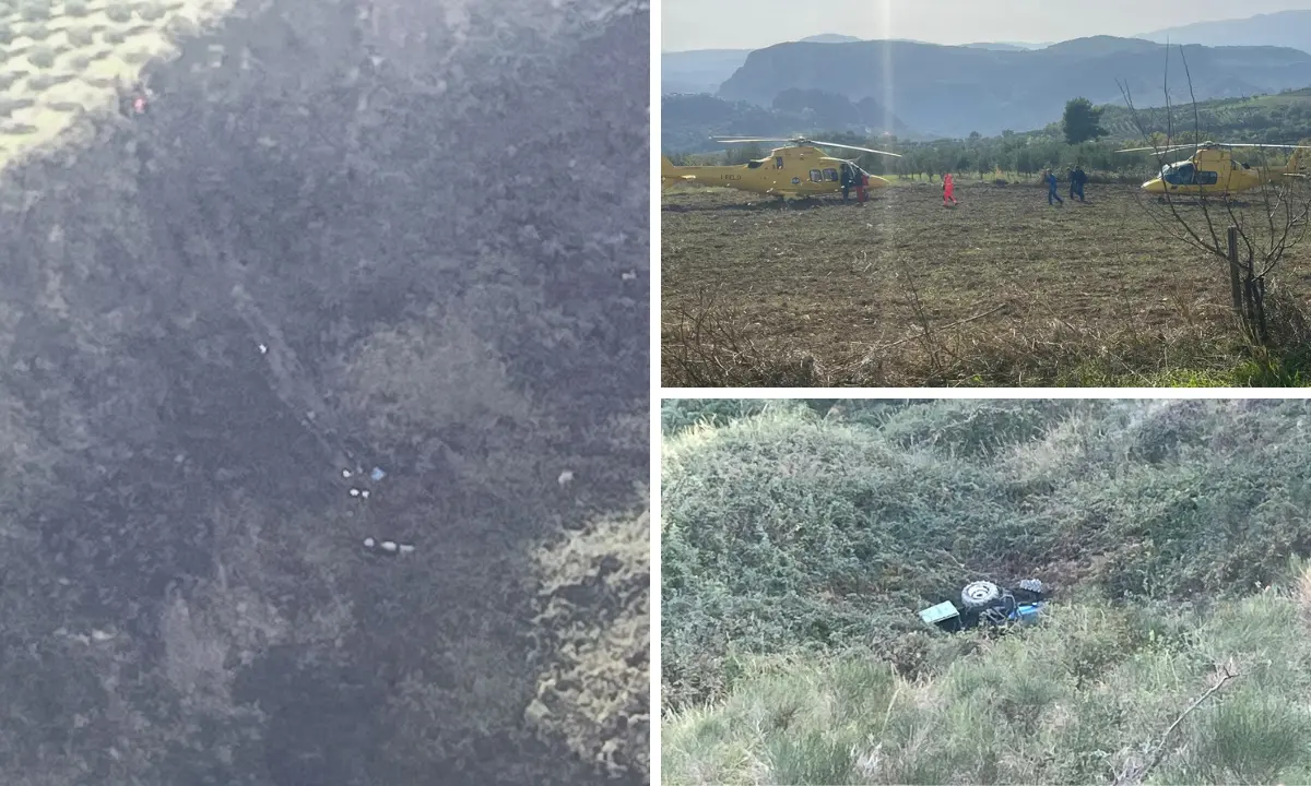 Pallagorio, trattore e quattro uomini in un burrone di cento metri: tre eliambulanze sul posto