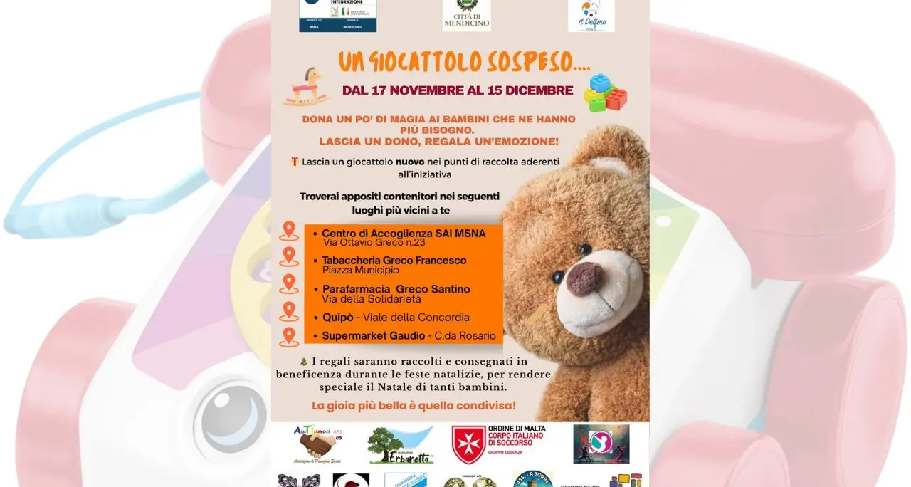 Mendicino lancia l’iniziativa “Un giocattolo sospeso”\n