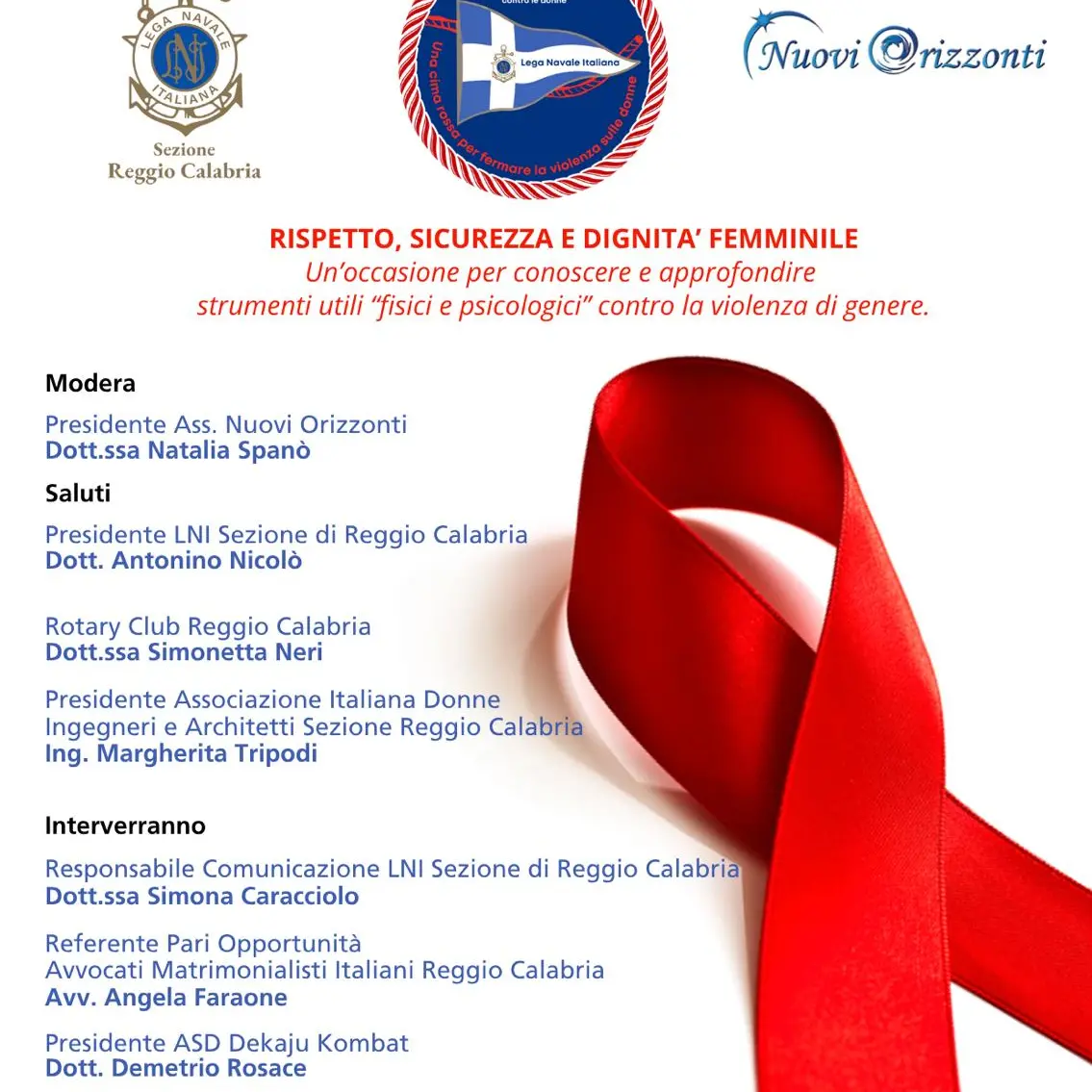 Reggio, la Lega Navale\u00A0promuove l’iniziativa “Rispetto, sicurezza e dignità femminile”\n