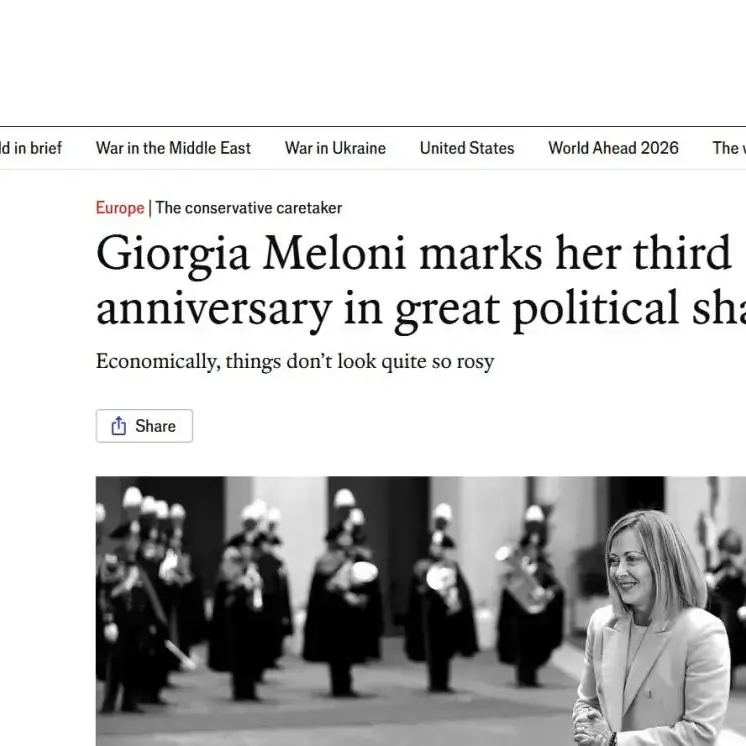 Giorgia Meloni, l’elogio inatteso dell’Economist: «Una politica eccezionale perché non cambia quasi nulla»\n