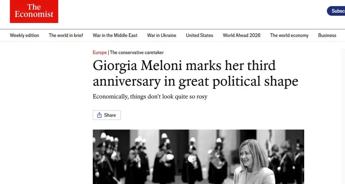 Giorgia Meloni, l’elogio inatteso dell’Economist: «Una politica eccezionale perché non cambia quasi nulla»\n