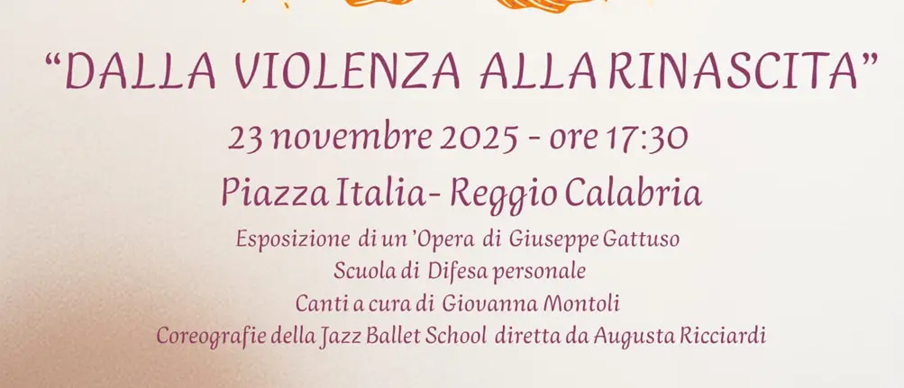 Reggio, il 23 novembre l’evento pubblico\u00A0“Dalla violenza alla rinascita”\n