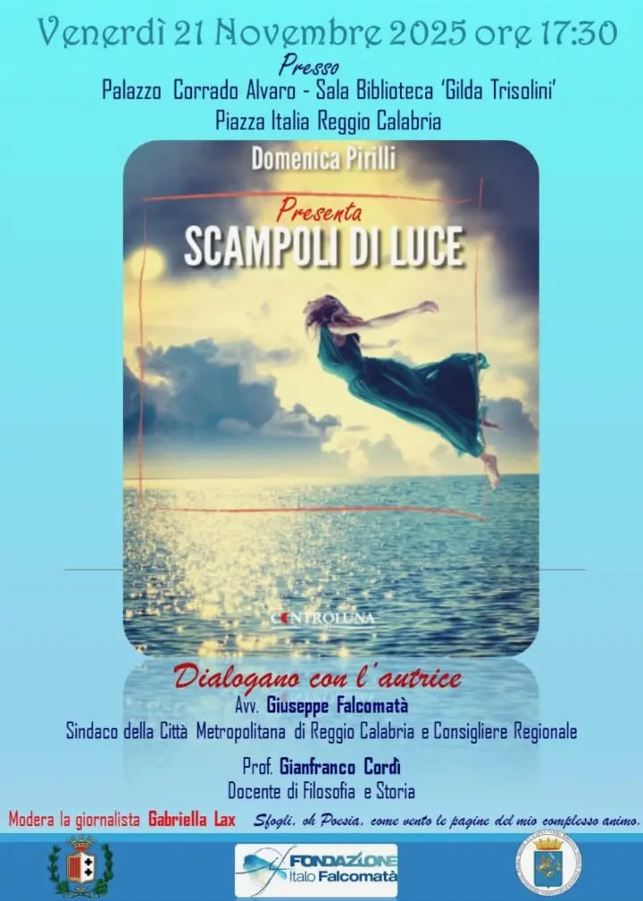 Reggio,\u00A0a palazzo Alvaro la presentazione del libro di poesie “Scampoli di luce” di Domenica Pirilli\n