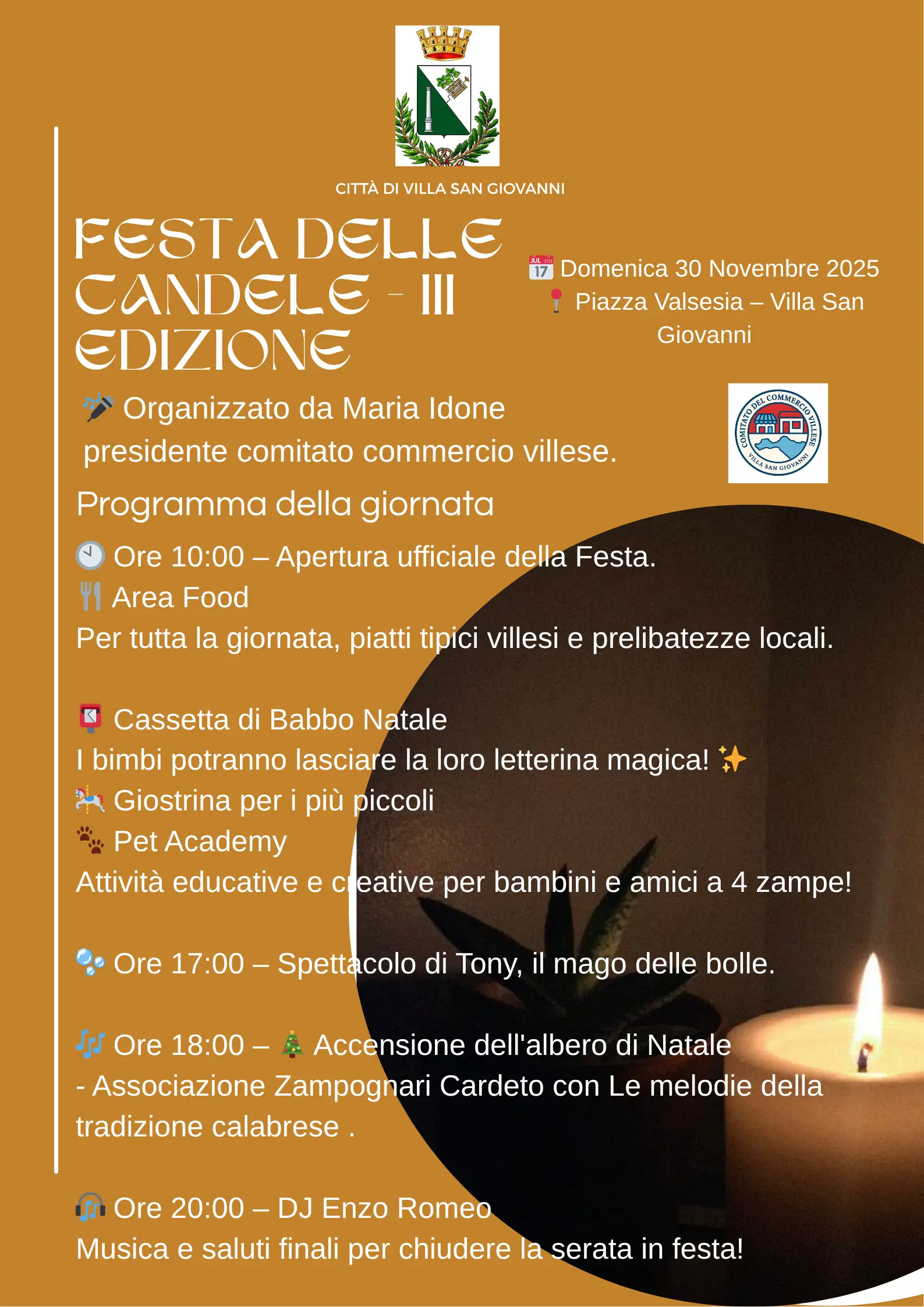 Villa San Giovanni: al via la 3ª edizione della Festa delle Candele in Piazza Valsesia\n