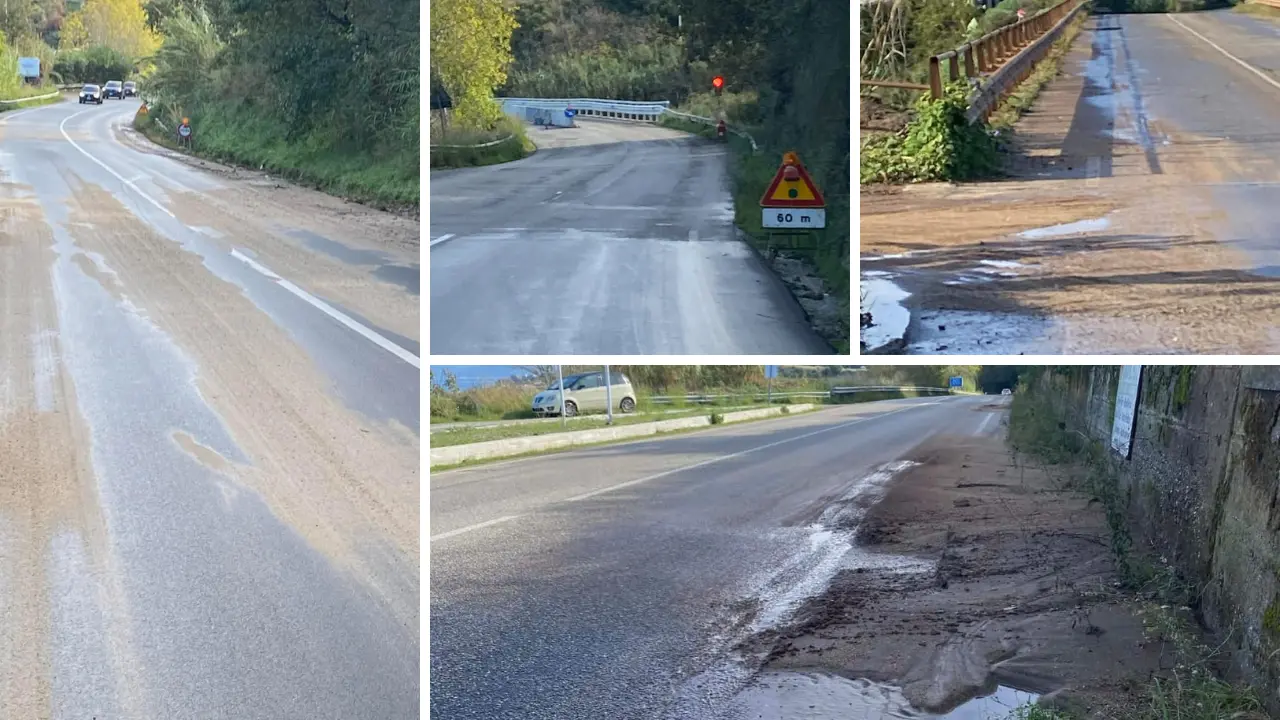 Strada “nuova”, problemi vecchi: sulla Sp ex 522 tra Sant’Irene e Potame fango e pietrisco invadono la carreggiata\n