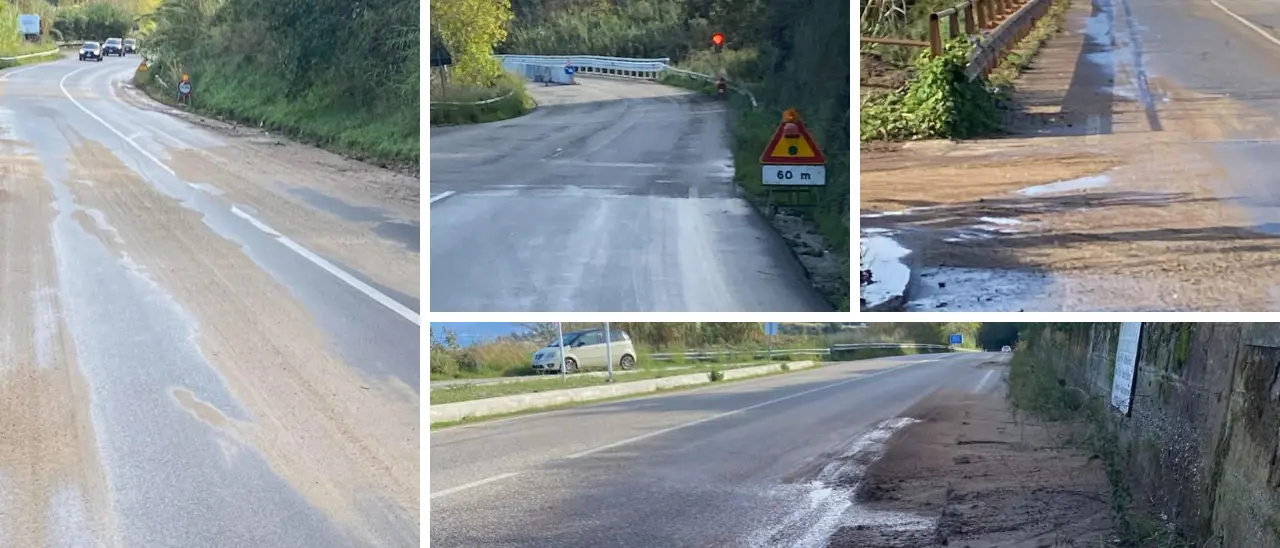 Strada “nuova”, problemi vecchi: sulla Sp ex 522 tra Sant’Irene e Potame fango e pietrisco invadono la carreggiata\n