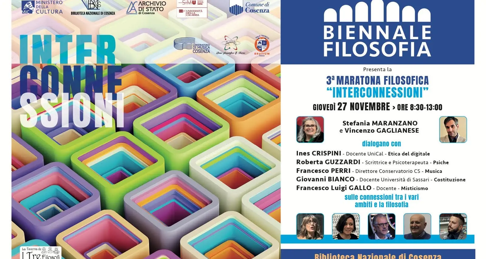 A Cosenza la terza Maratona filosofica della Biennale: così il pensiero esce dalle aule e diventa bene comune\n