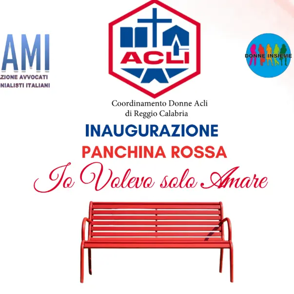 Acli Reggio Calabria: una panchina rossa per ribadire il NO alla violenza sulle donne\n