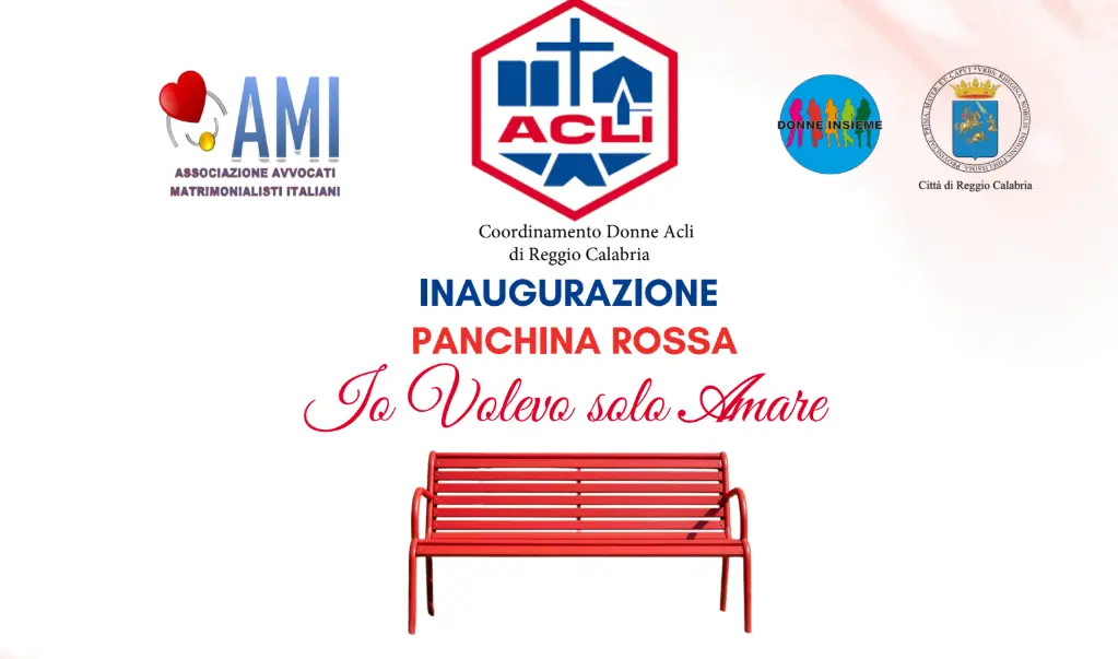 Acli Reggio Calabria: una panchina rossa per ribadire il NO alla violenza sulle donne\n