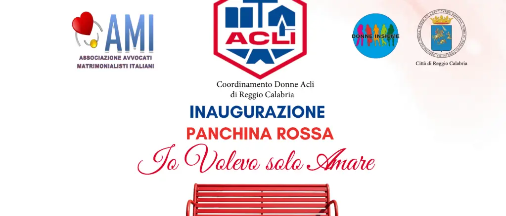 Acli Reggio Calabria: una panchina rossa per ribadire il NO alla violenza sulle donne\n