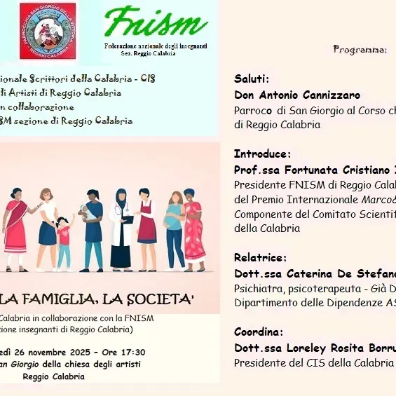 Reggio, il Cis della Calabria promuove la conferenza\u00A0“La donna, la famiglia nella società del terzo millennio”\n