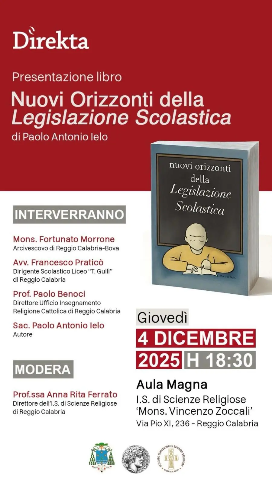 All’Istituto Zoccali\u00A0la presentazione del volume di Paolo Antonio Ielo dedicato all’evoluzione della legislazione scolastica\n