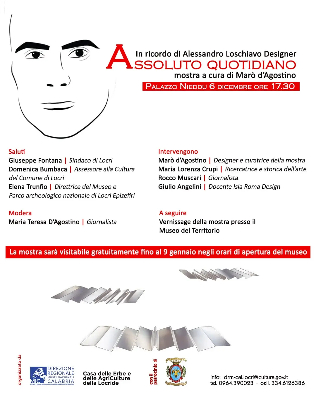 A Locri dal 6 dicembre la mostra “Alessandro Loschiavo designer. Assoluto Quotidiano”\n