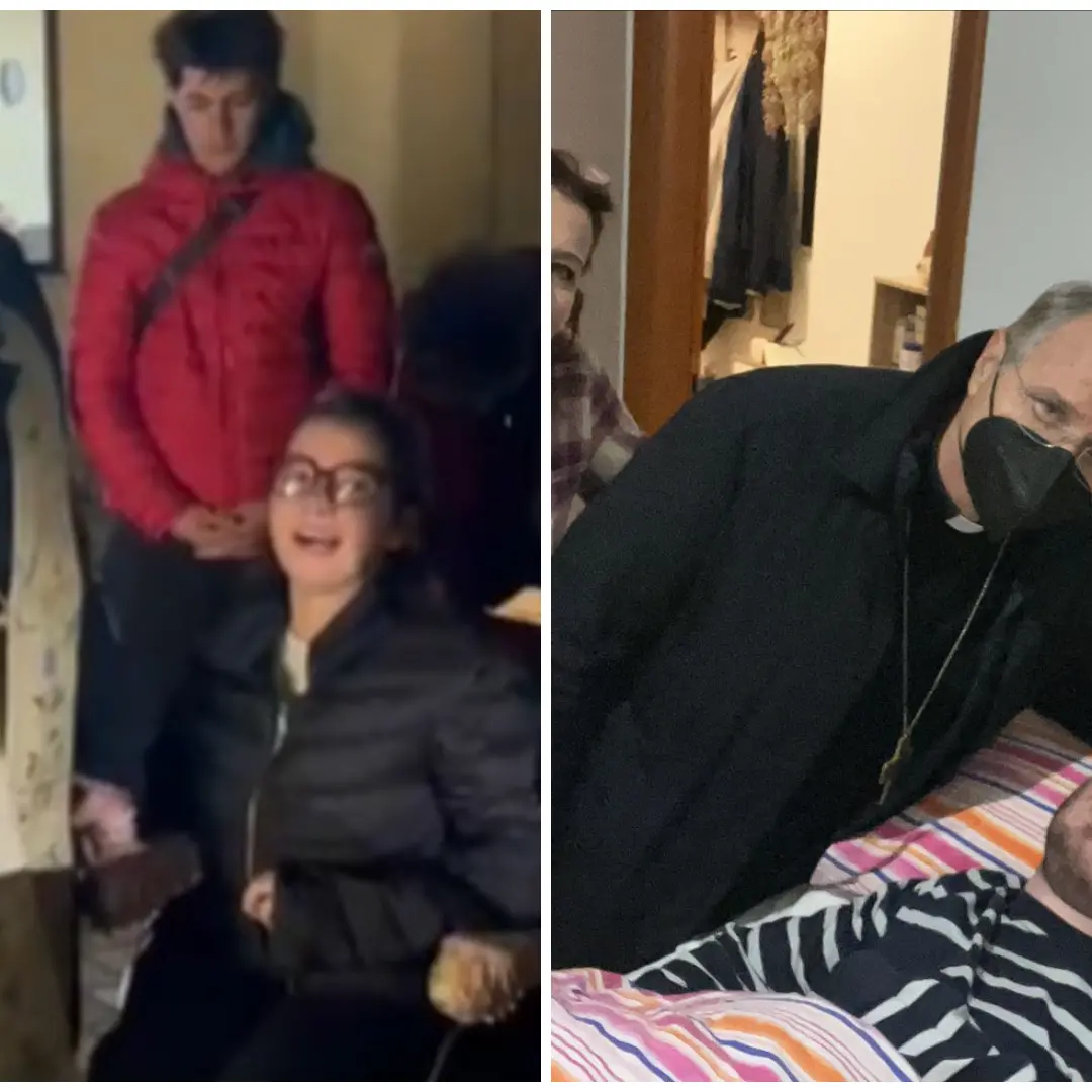 Ero malato e sei venuto a trovarmi: la carezza della Chiesa nella casa di Natale e Chiara\n