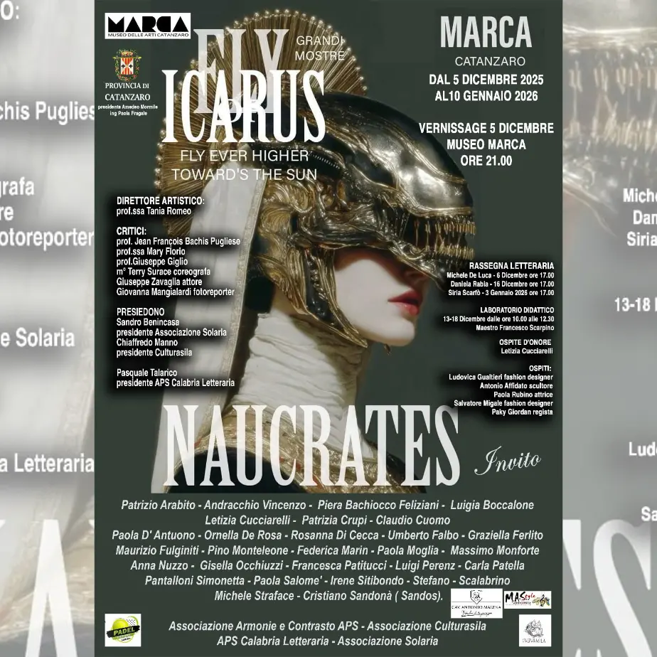 “Il volo di Icaro”:\u00A0al Marca di Catanzaro\u00A0un evento che unisce mito, arte e visione contemporanea\n