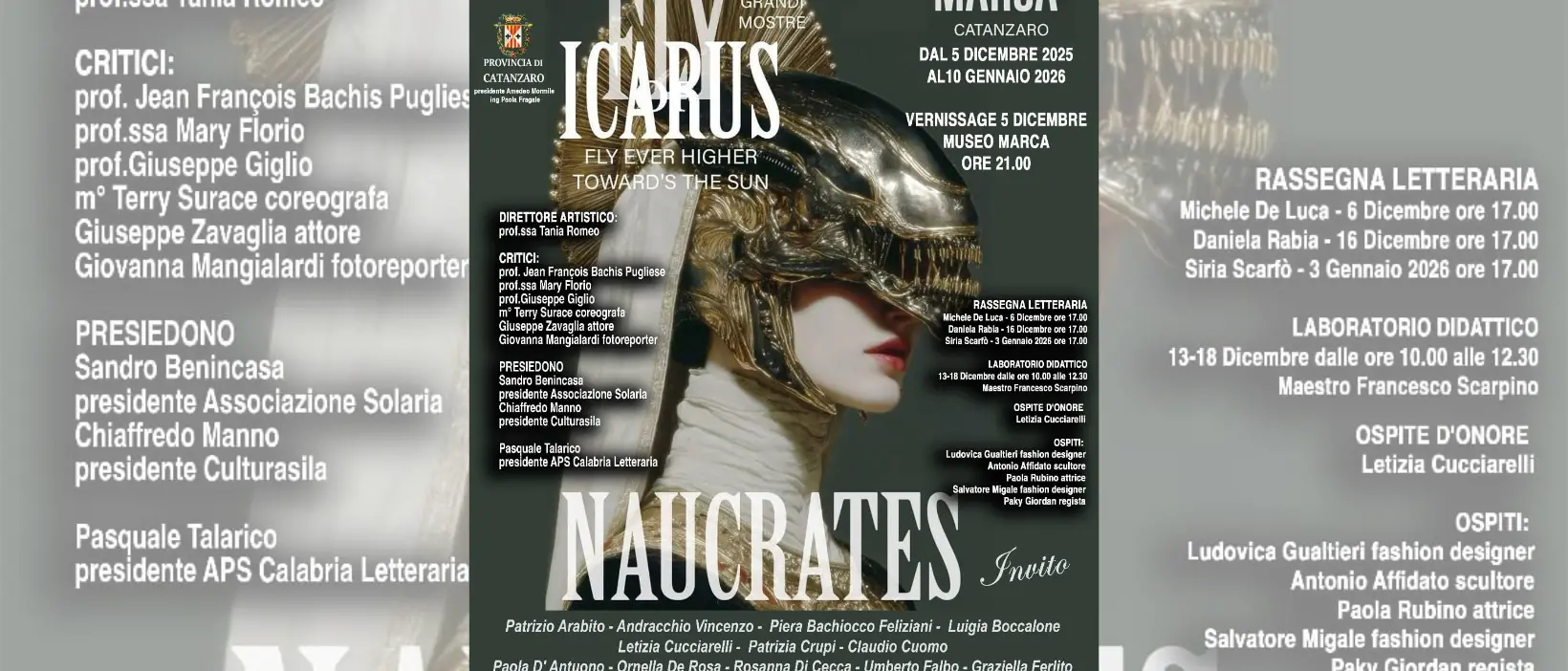 “Il volo di Icaro”:\u00A0al Marca di Catanzaro\u00A0un evento che unisce mito, arte e visione contemporanea\n