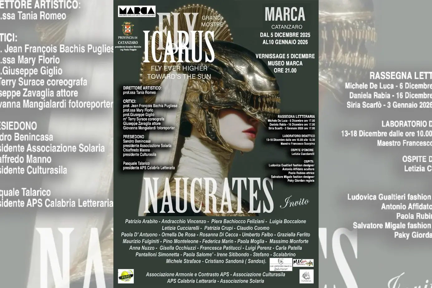 “Il volo di Icaro”:\u00A0al Marca di Catanzaro\u00A0un evento che unisce mito, arte e visione contemporanea\n