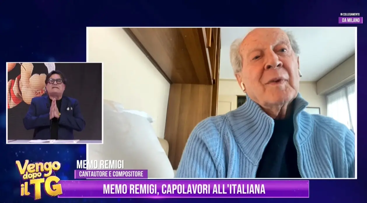Memo Remigi tra musica, ricordi ed emozioni: il cantautore e compositore ospite di Vengo dopo il tg\n