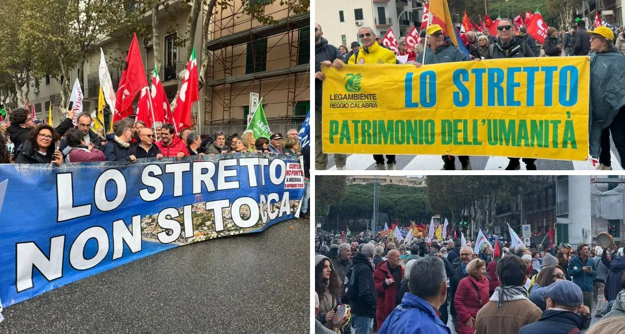 A Messina migliaia di persone al corteo contro il Ponte: «Lo Stretto non si tocca»\n